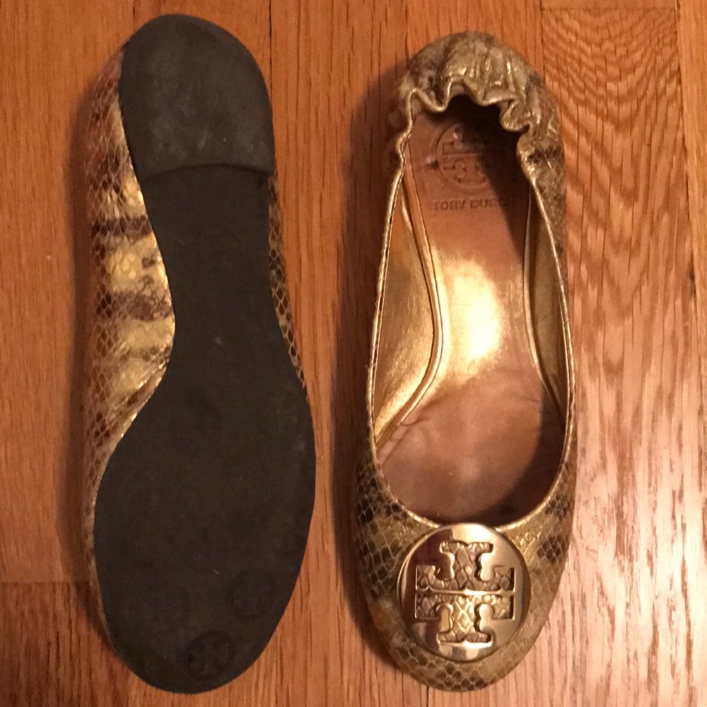 Tory Burch Gold Python Flats - image 2
